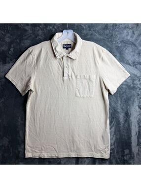 Barbour Men’s Polo . Front Pocket Sz Large. Cream Color